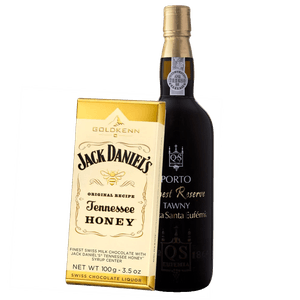 Kit 01 Vinho do Porto + 01  Barra de Chocolate ao leite e Jack Daniel's  Honey