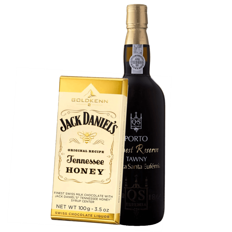 Kit-Pascoa-Dourada-1-Vinho-Porto-Tawny---1-Chocolate-Jack-Daniel-s-Honey-Ao-Leite