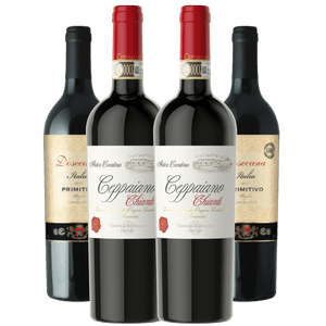 Kit Italianos 2 Vinhos Primitivo + 2 Vinhos Chianti