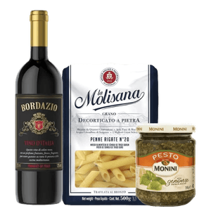 kit Harmonizado Vinho Tinto + Massa e Molho Pesto