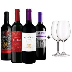 Kit 4 Vinhos Exclusivos + 2 Taças Bohemia Cristal Grátis