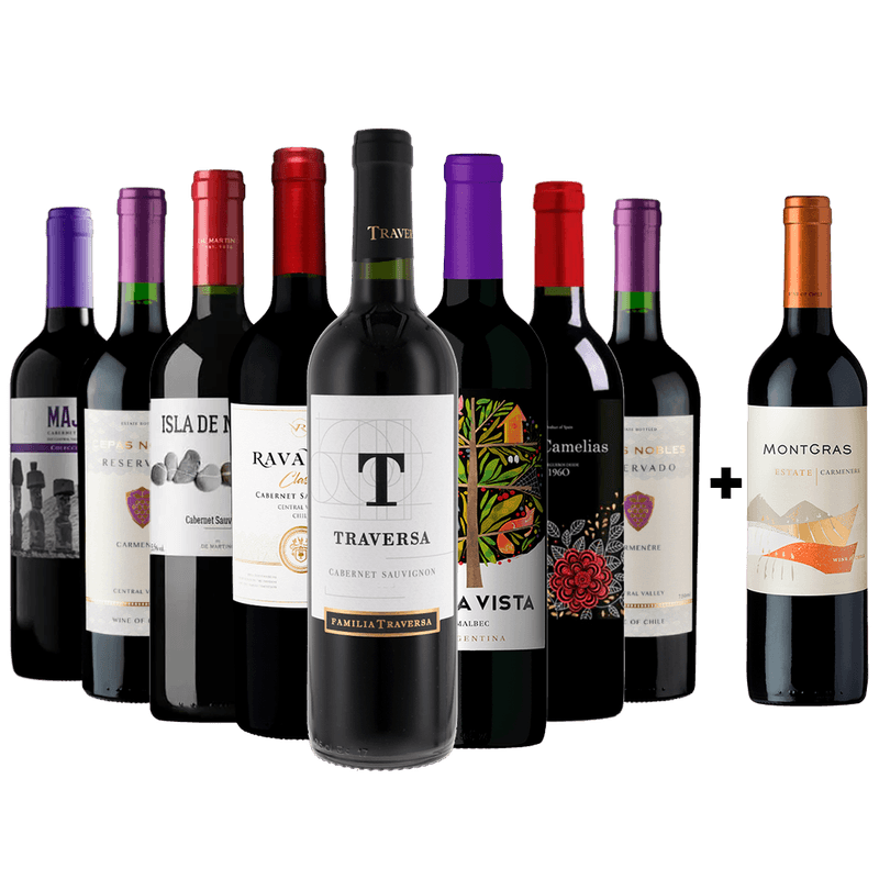 Kit 8 Vinhos Tintos + 1 Carmenere Chileno Gratis.png