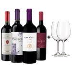 Kit 4 Vinhos Exclusivos + 2 Tacas Bohemia Cristal Gratis