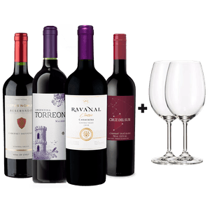 Kit 4 Vinhos Exclusivos + 2 Taças Bohemia Cristal Grátis