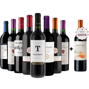 Kit 8 Vinhos Tintos + 1 Carménère Chileno Grátis