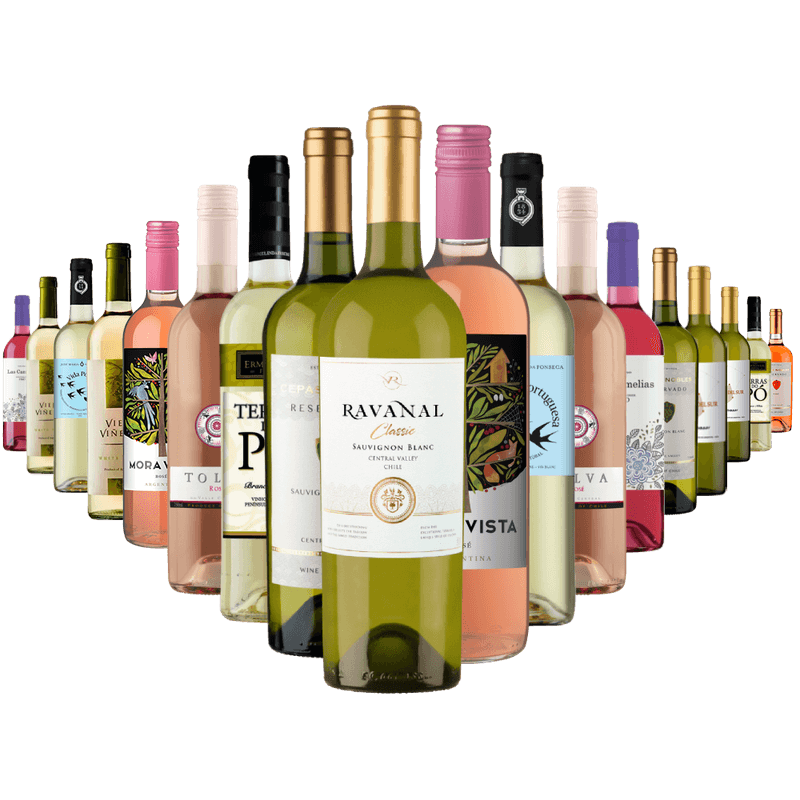 Kit 18 Vinhos Brancos e Roses do Mundo